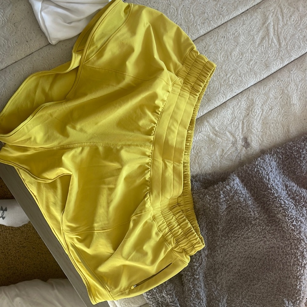 Dark yellow lululemon shorts